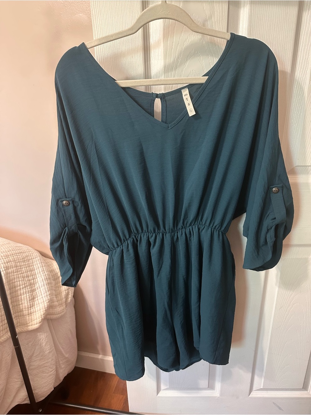 mts Teal V-Neck Elastic Waist Tunic